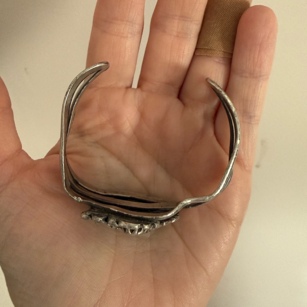 Damaged Turquoise Silver Women's Cuff